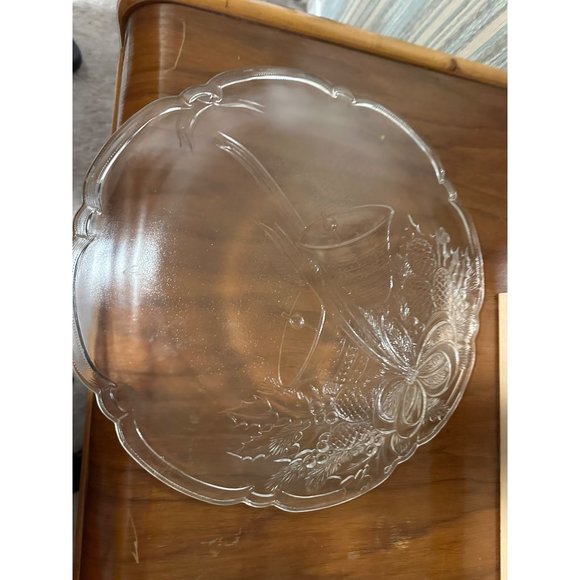 Mikasa Crystal “Christmas Holiday Bells, Holly, Pine Cones 15” Platter - Picture 3 of 3